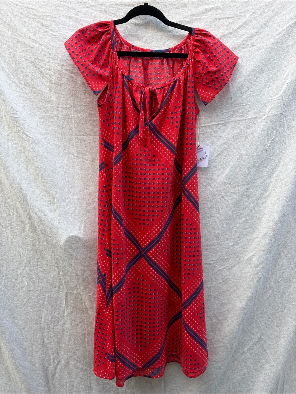 Red Patterned Midi Dress